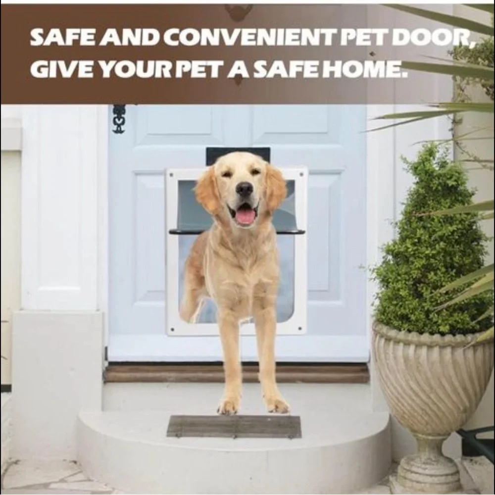 New 2 Ways Locking Pet Entry Door w/ Transparent Flap for Dogs / Cats (Medium)
